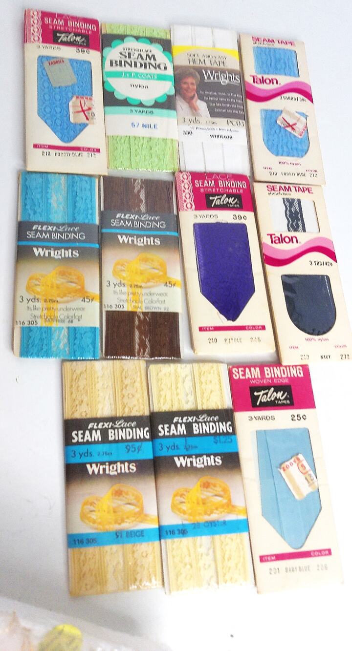 Vintage Talon Wrights Seam Binding Seam Tape Hem Tape Set Of 11